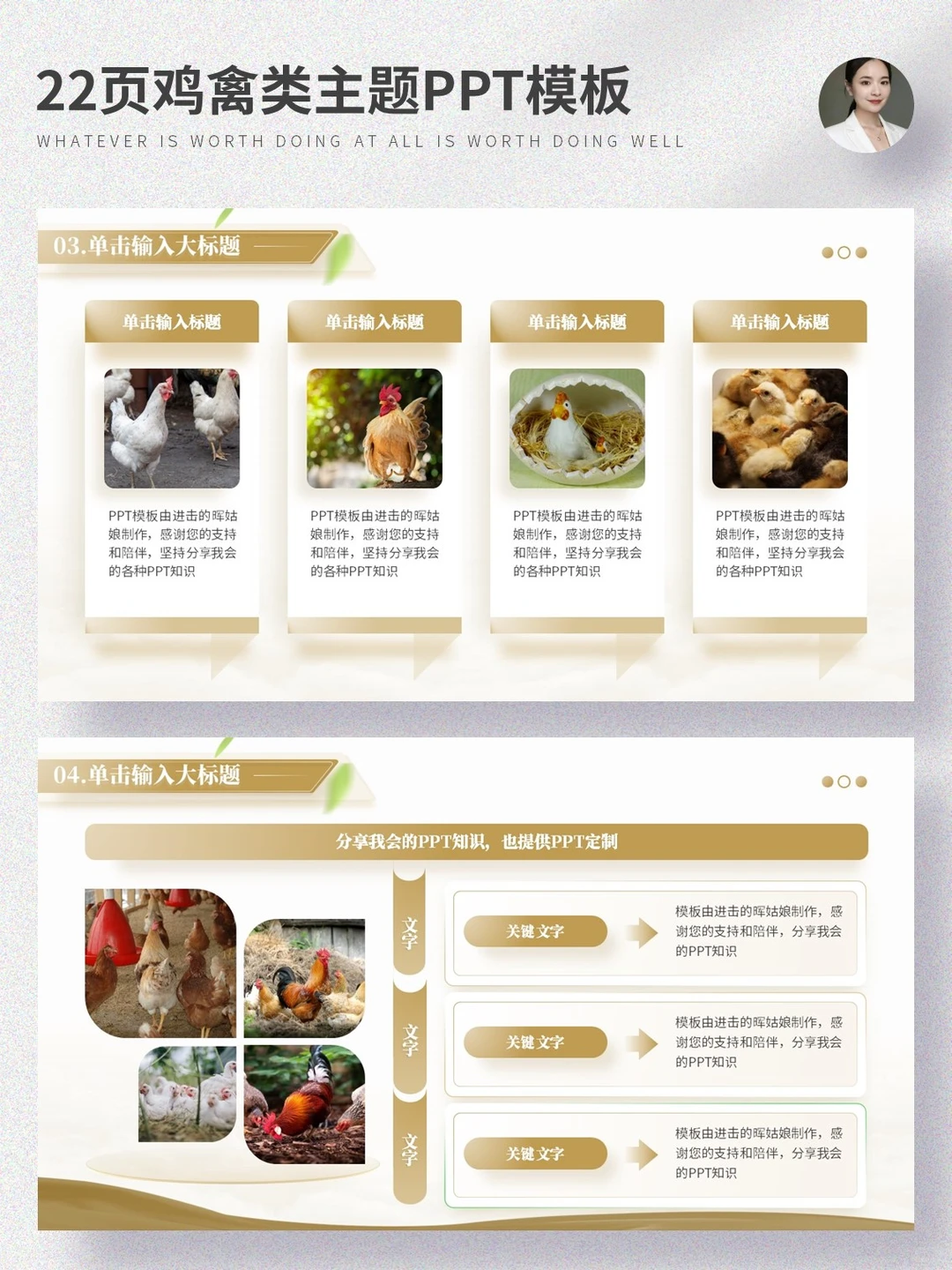 用简单的方法，做出高级感的鸡禽养殖PPT