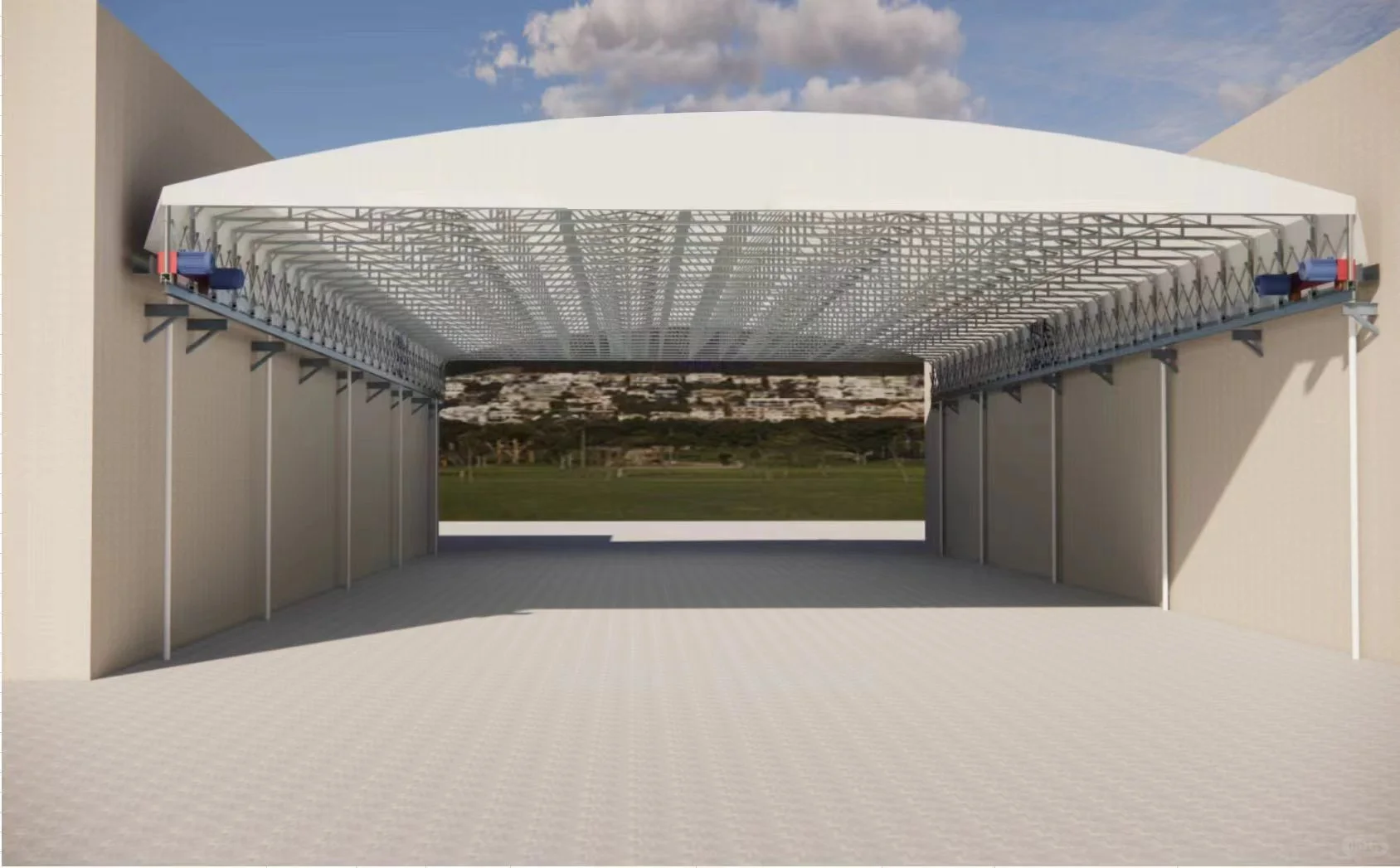 球场雨棚轨道雨棚电动伸缩雨蓬活动雨篷帐篷