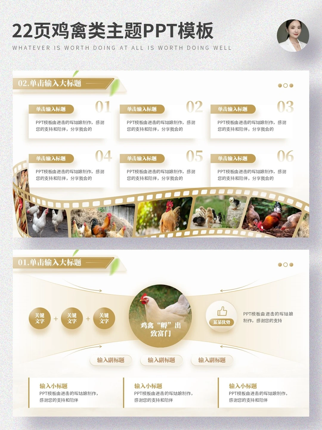 用简单的方法，做出高级感的鸡禽养殖PPT