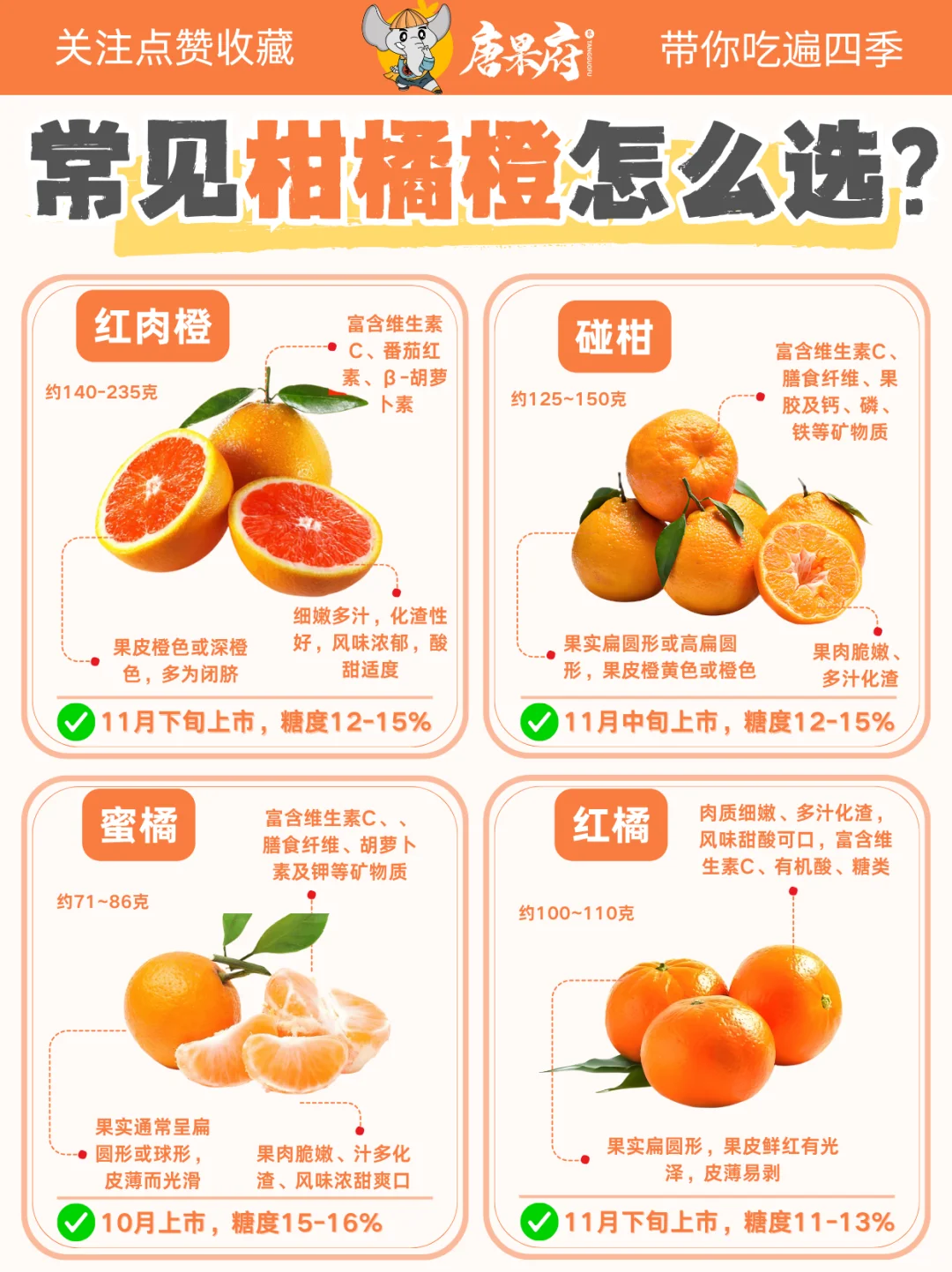 11月应季水果吃货地图?｜附柑橘挑选攻略