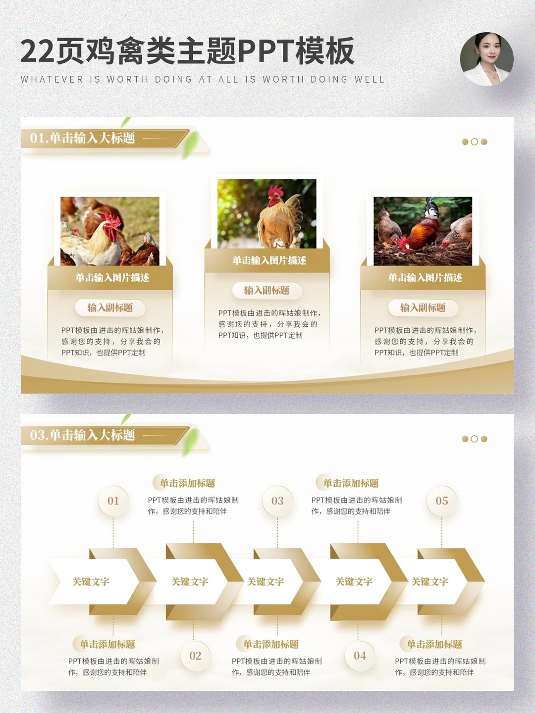 用简单的方法，做出高级感的鸡禽养殖PPT
