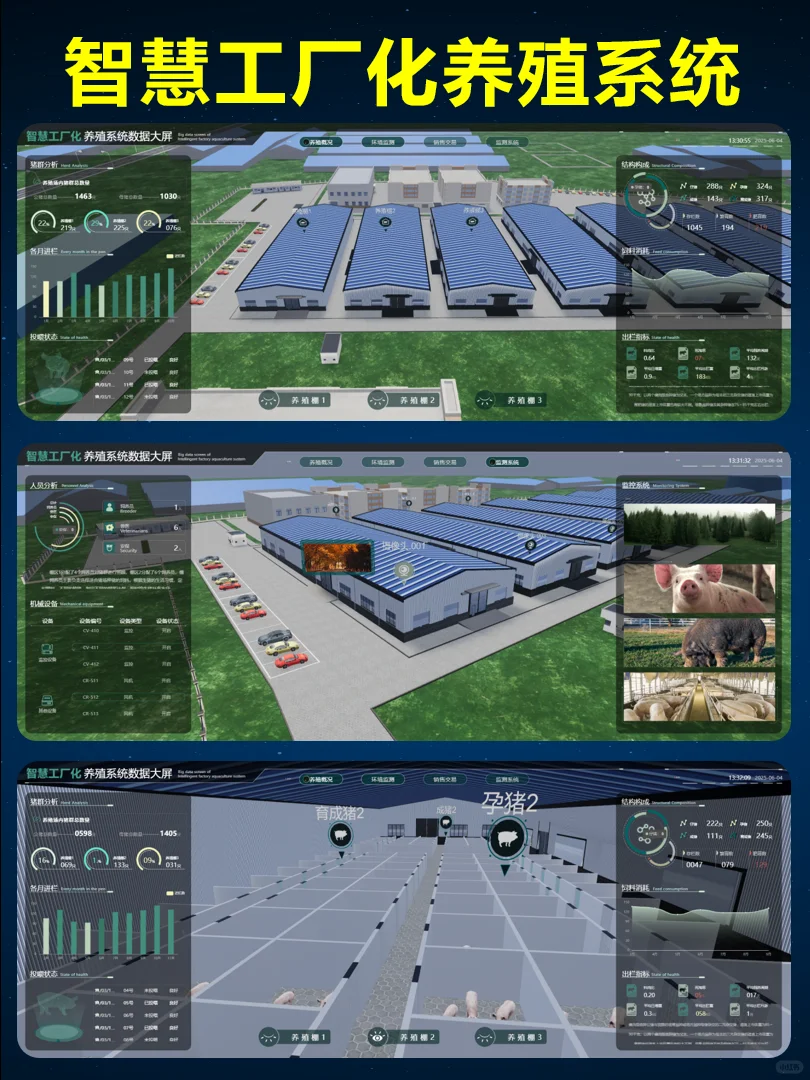 可视化大屏案例：智慧养殖数字孪生系统