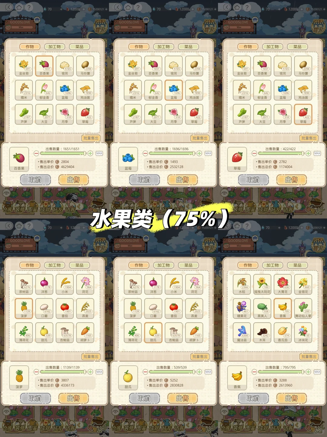 花卉水果菌菇价格一览表