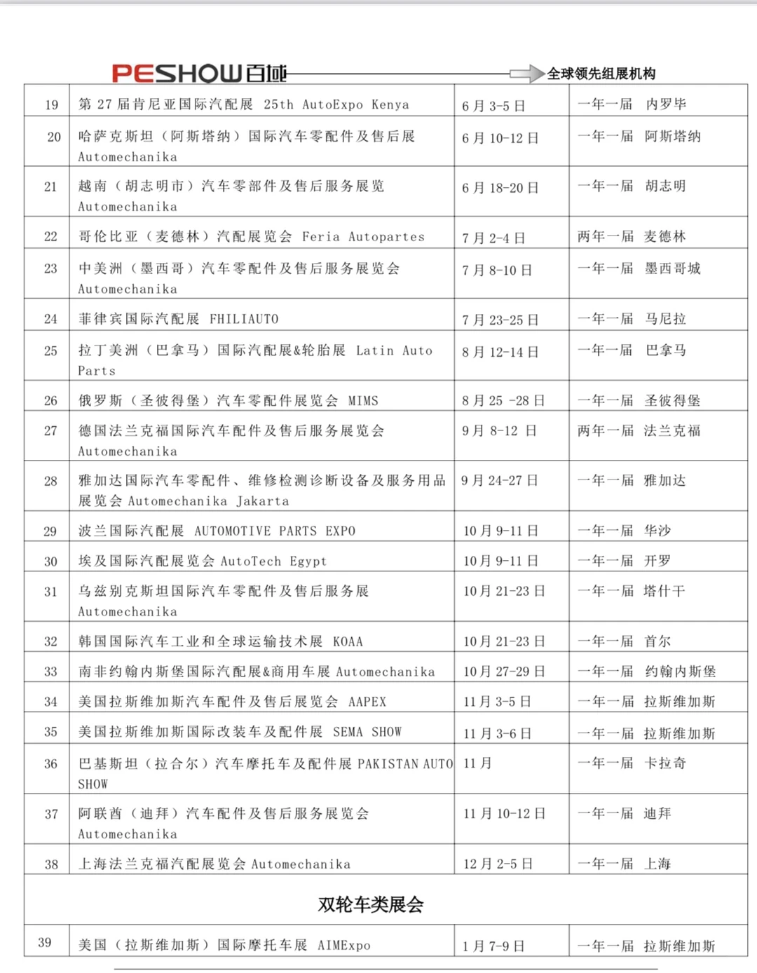 26年最新展会计划表