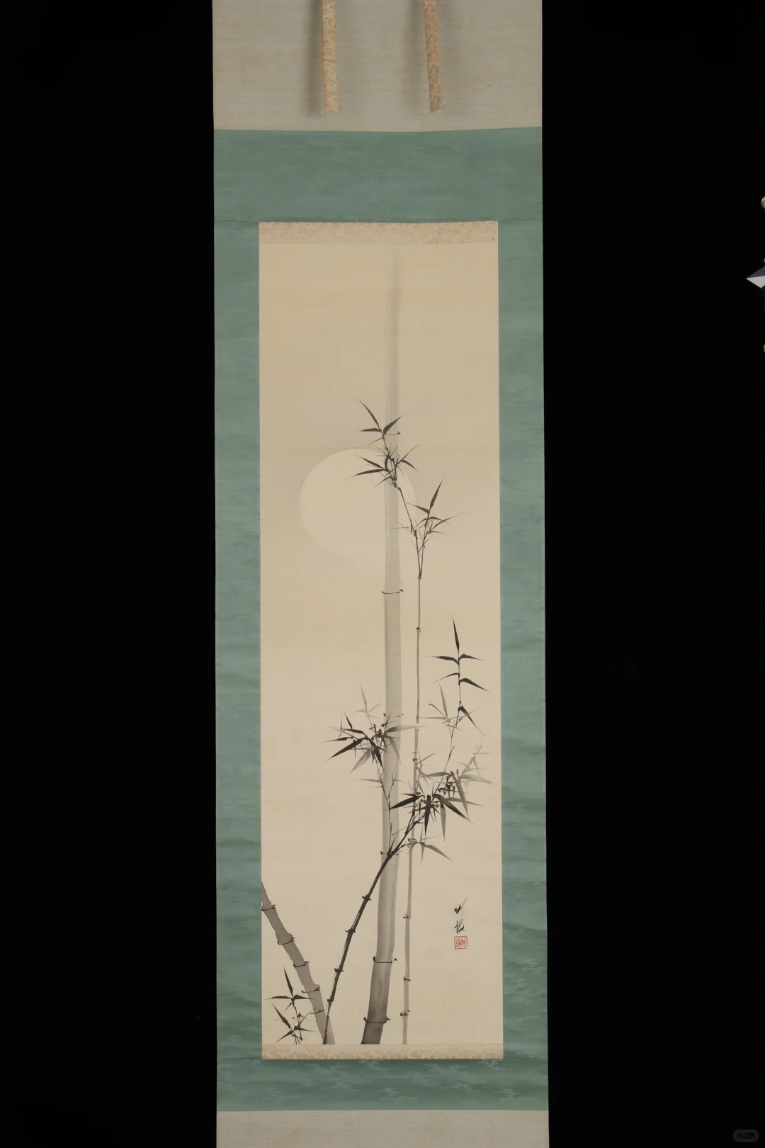 尾竹竹坡《月下竹》日本回流字画 手绘名家