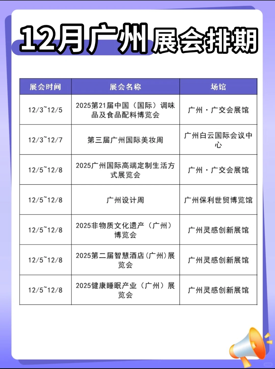 12月份广州展会排期来啦