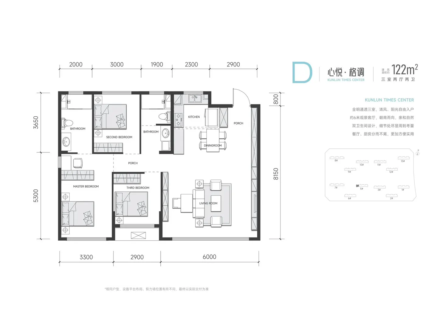 感谢哈尔滨！会展旁122平三室 大平层落地窗