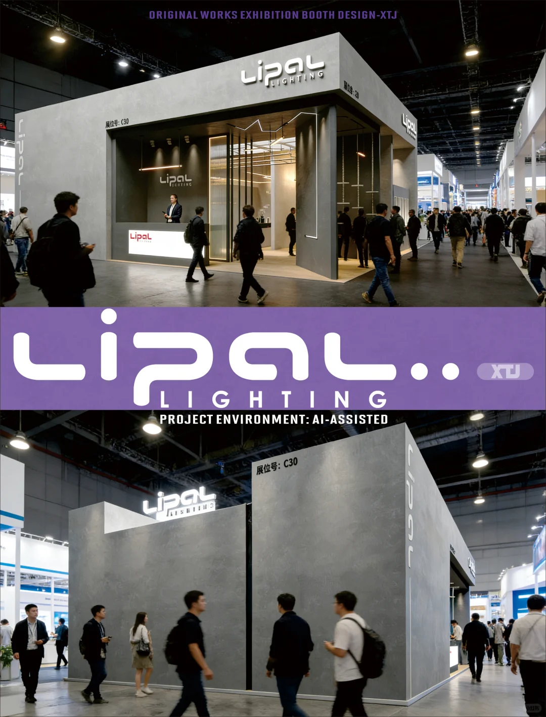 灯光展-微水泥工业风展台设计——LIPAL