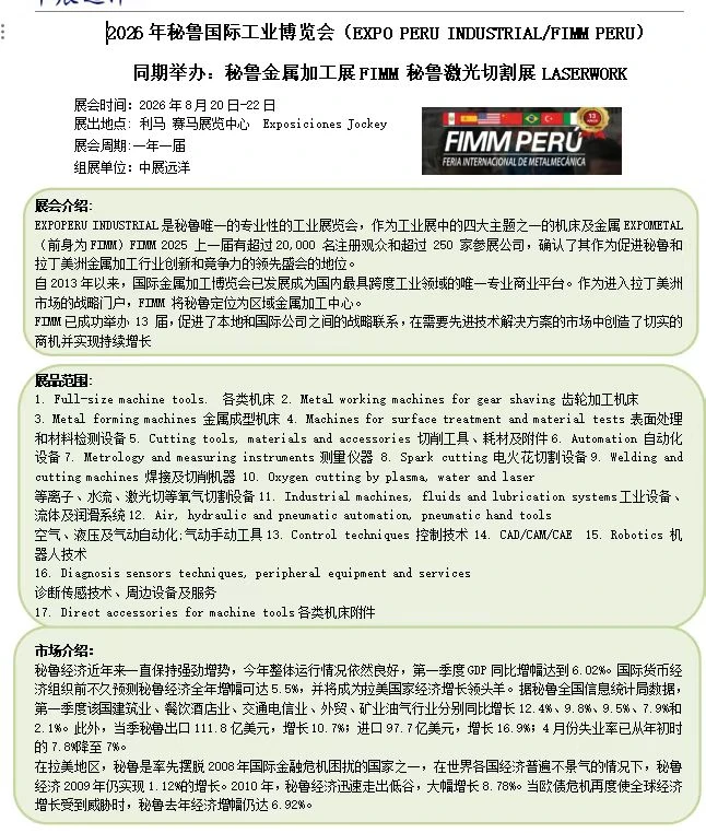 秘鲁国际工业，金属加工，激光切割展。