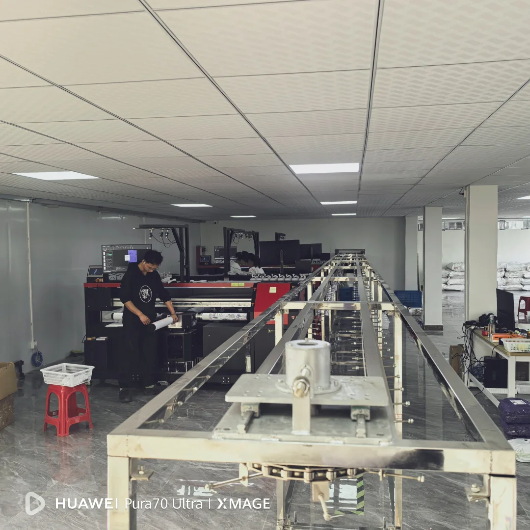 客户加装四工位袜子打印机生产线