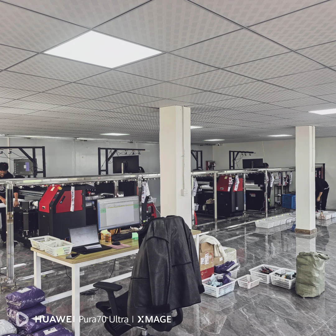 客户加装四工位袜子打印机生产线