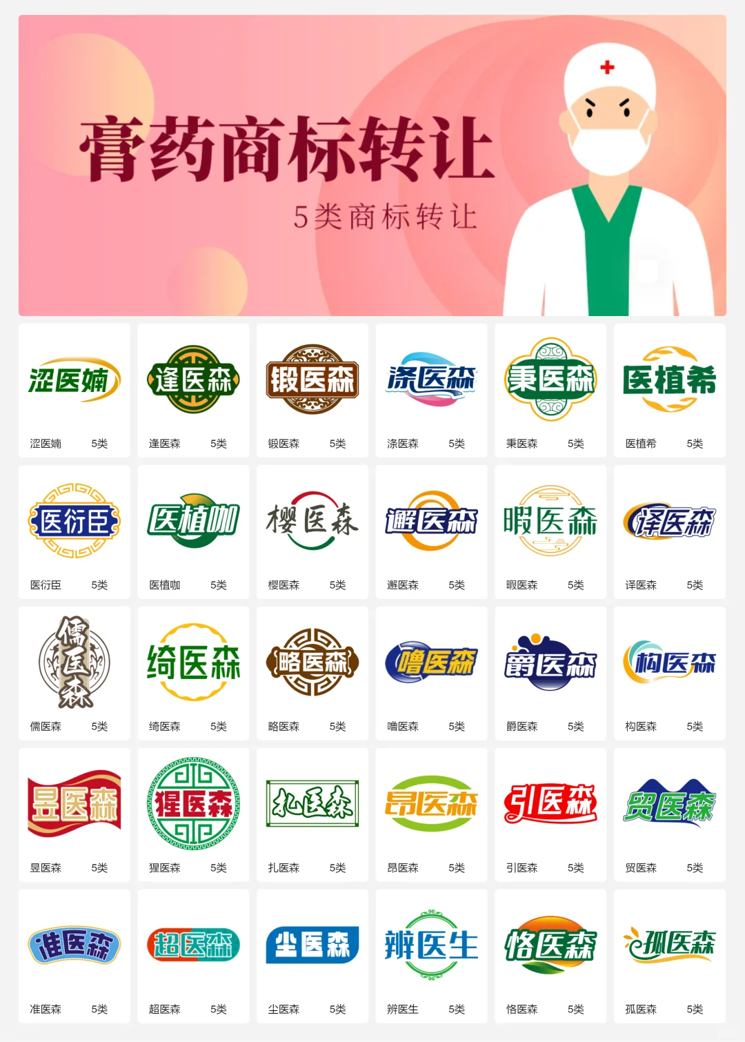 膏药 中医药 保健品商标设计 5类商标转让