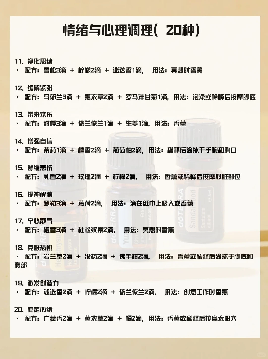 全网最细的精油配方汇总