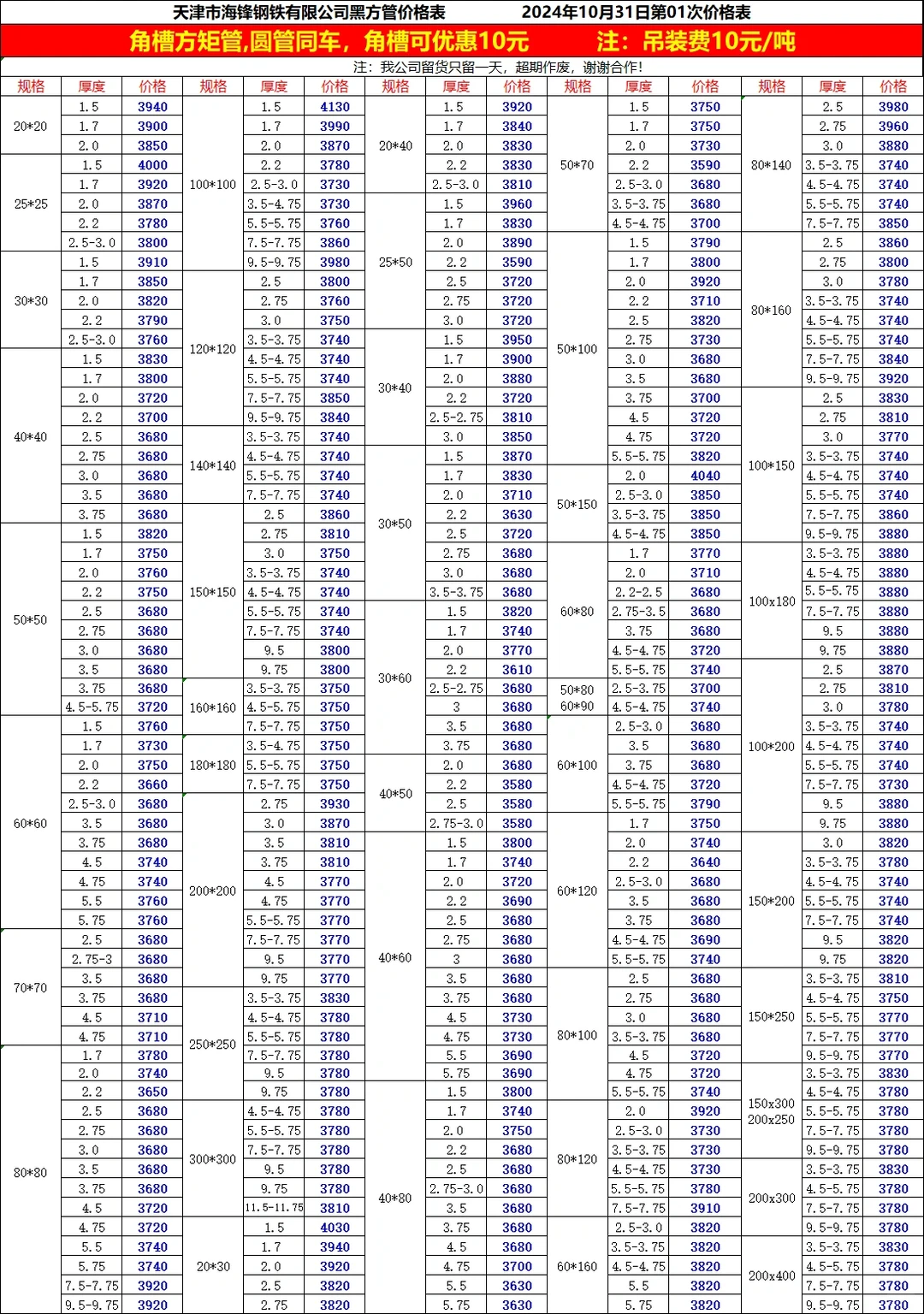 今日钢材最新价格-10/31