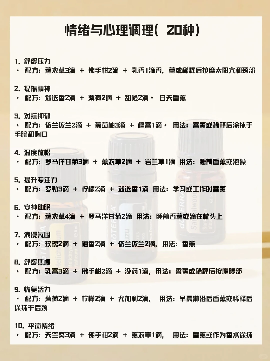 全网最细的精油配方汇总