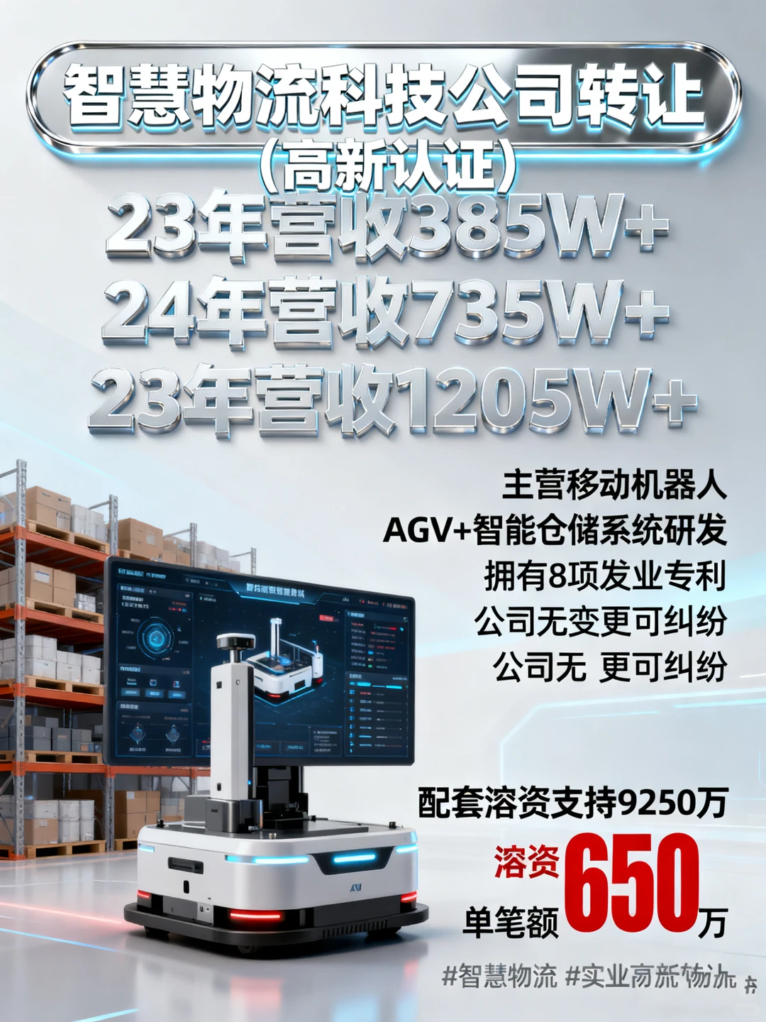 智慧物流科技高新企业转让✅✅✅