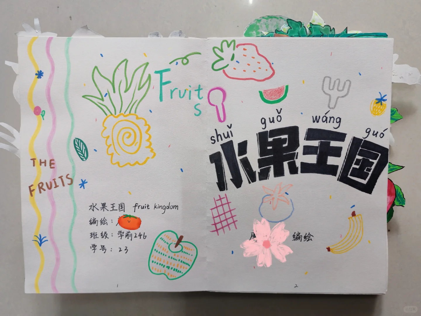 原创绘本《水果王国》学前教育美术期末作品