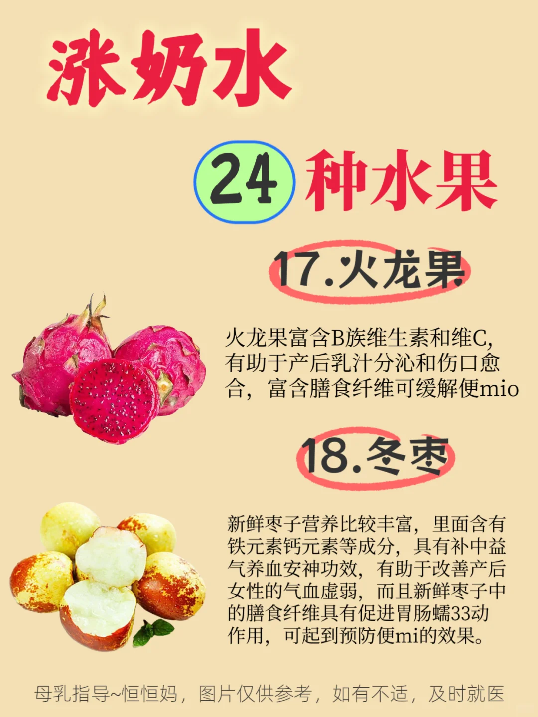 哺乳期，涨奶水24种水果！