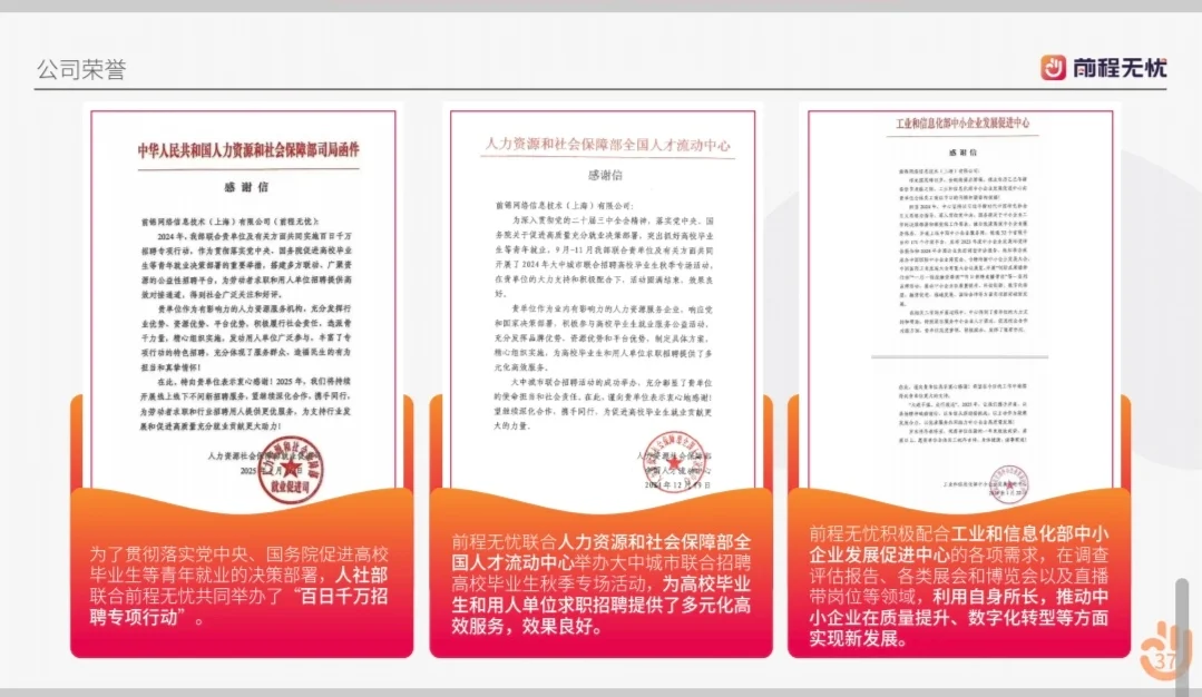 实力认证!前程无忧的这些荣誉太亮眼啦✨