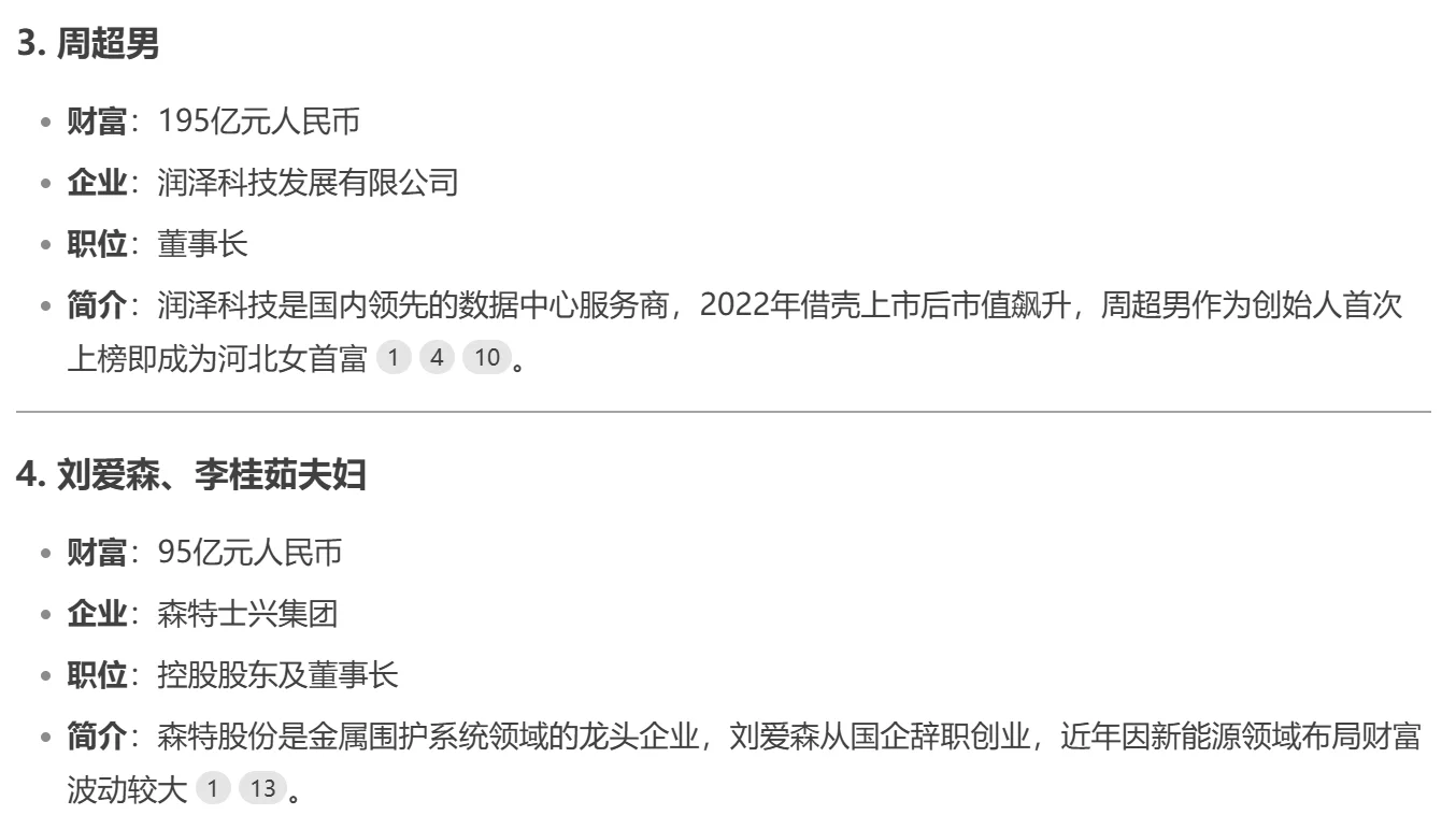 DEEP SEEK：河北省邯郸市十大富豪