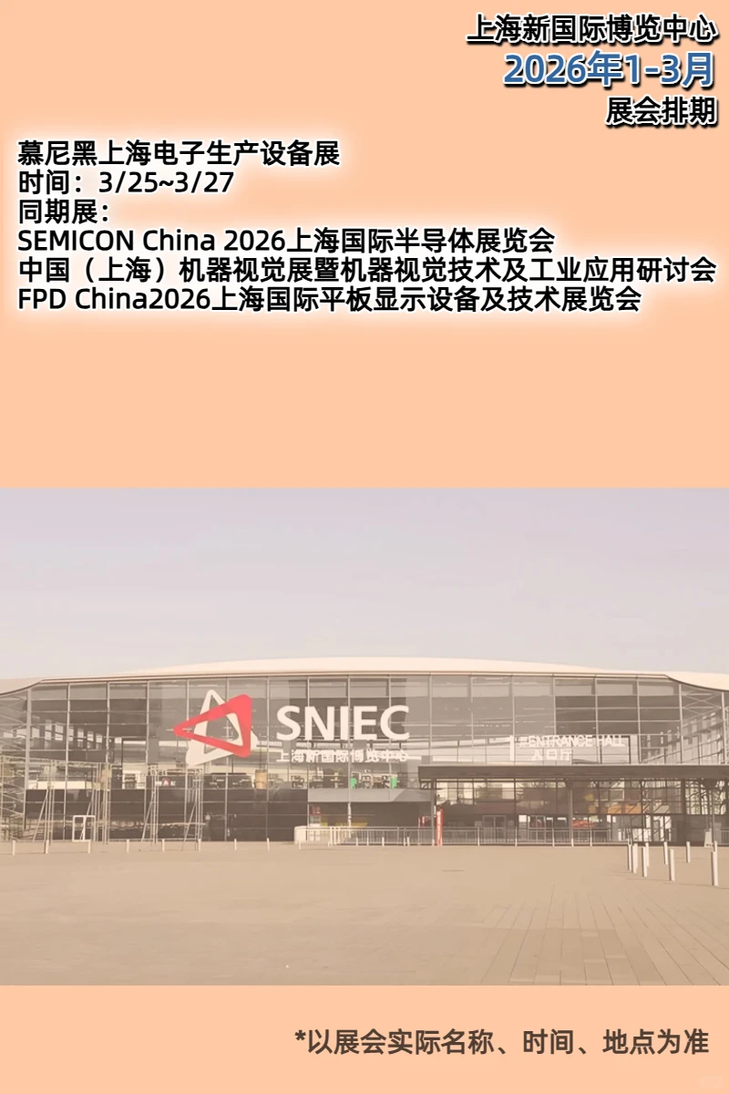 上海新国际博览中心26年1-3月展会排期发布