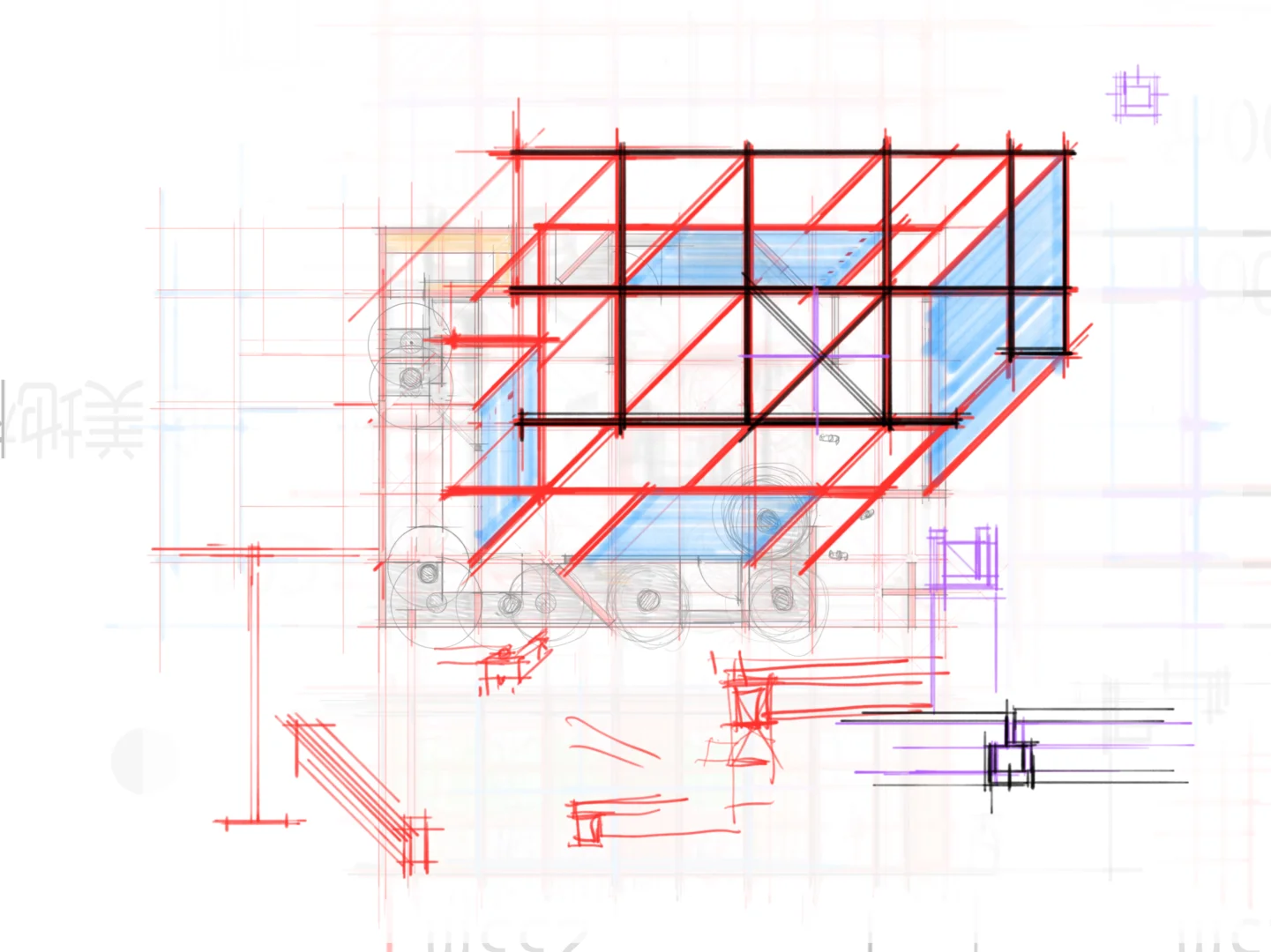 为品牌设计展位 方案手稿