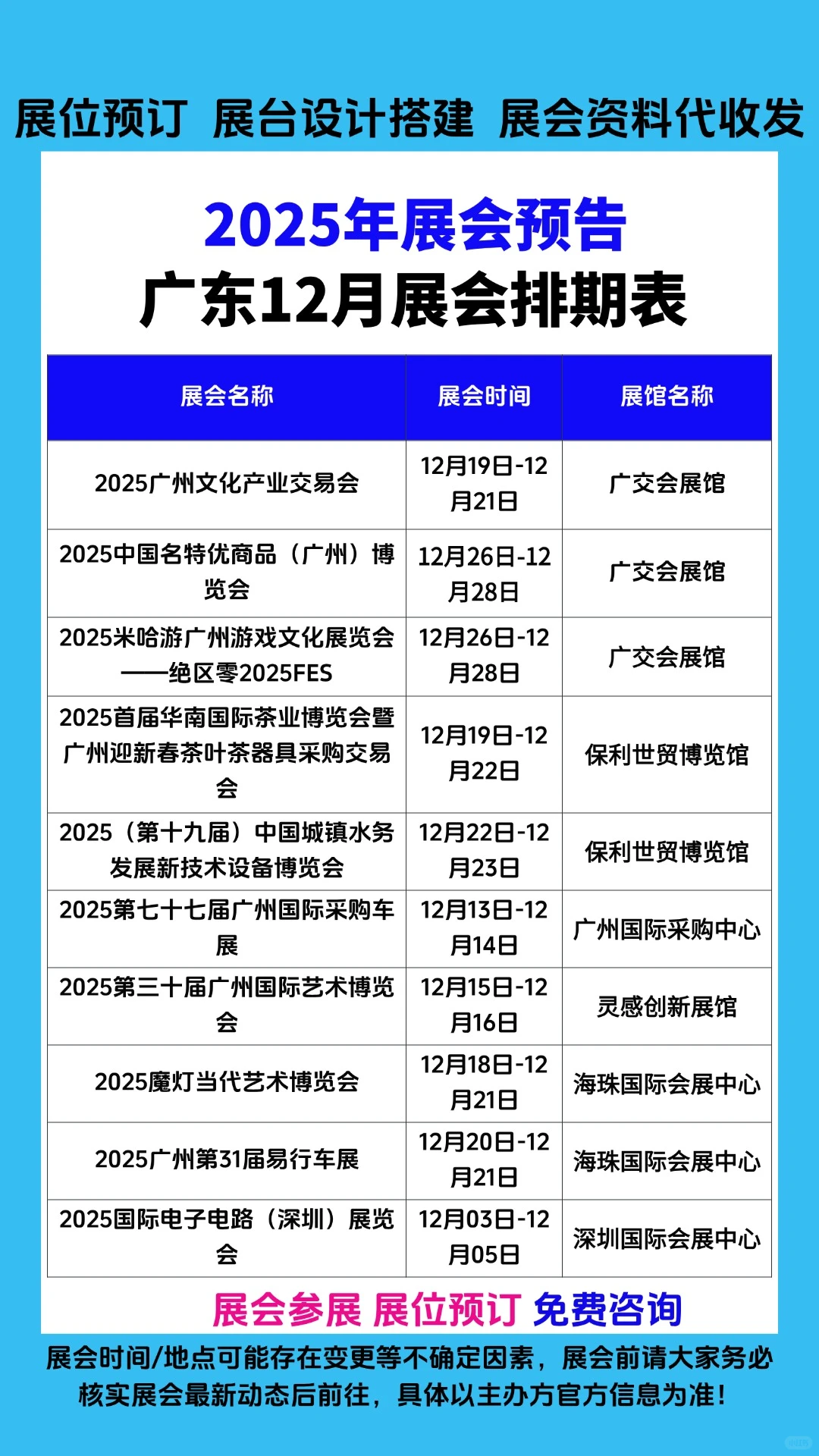 ?2025年广东展会排期?广州12月展会