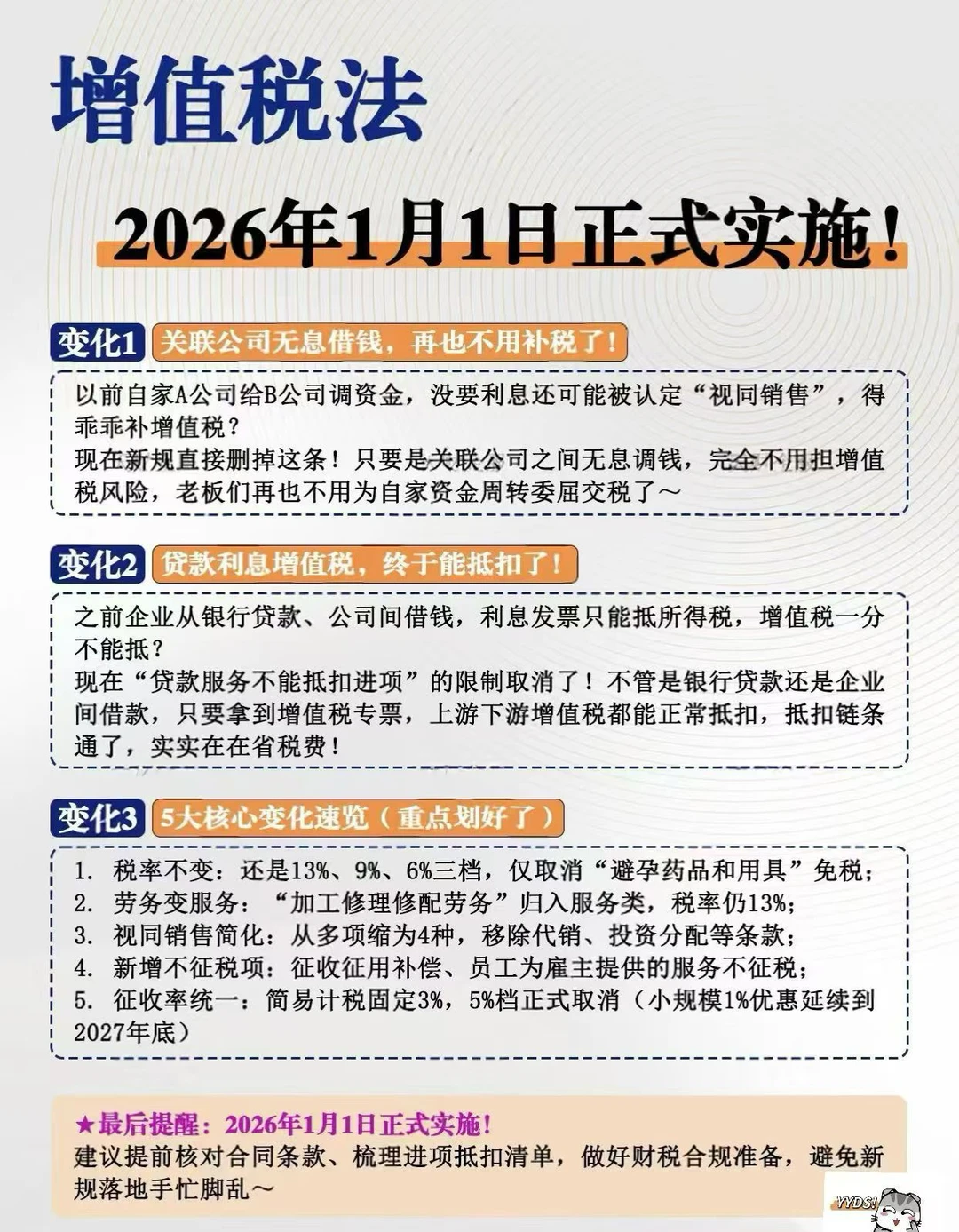 增值税法2026年1月1日正式实施