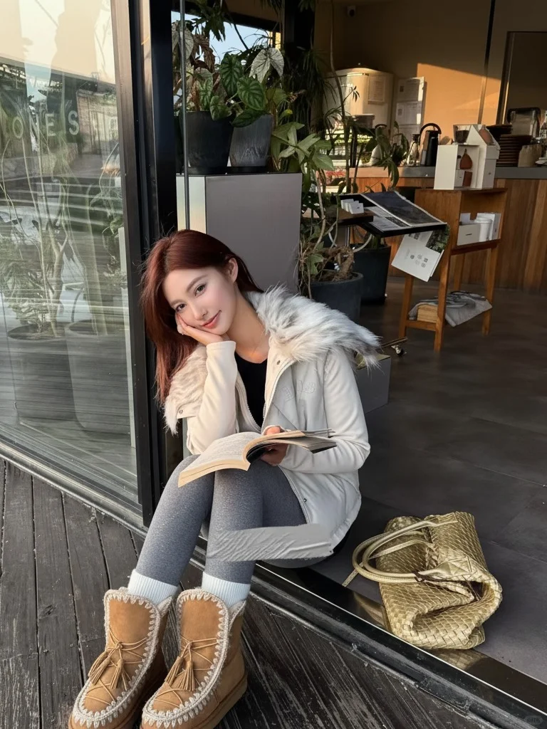 不愧是皮毛一体的靴子，好舒服❗❗