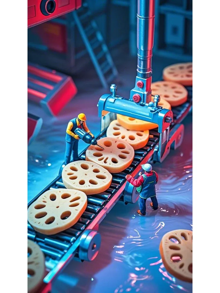 很忙，忙着给藕片打孔