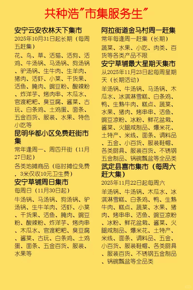 云南市集合集，摊主招募