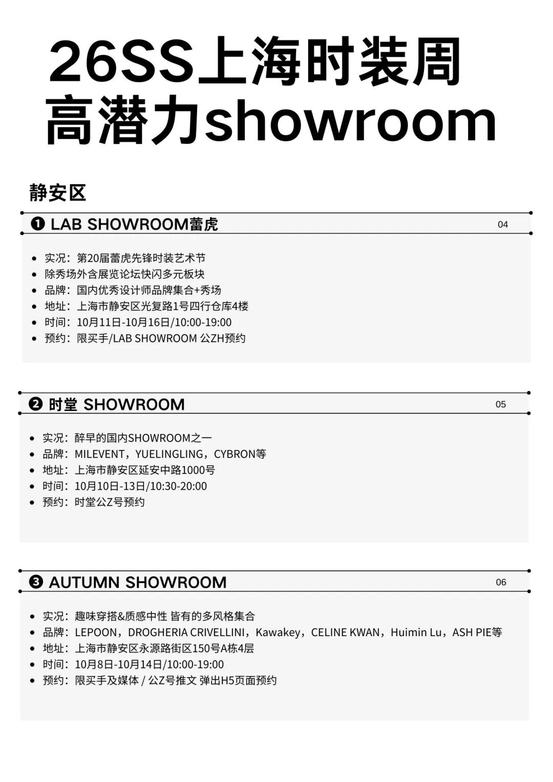 26SS上海时装周高潜力showroom⚫️预约攻略