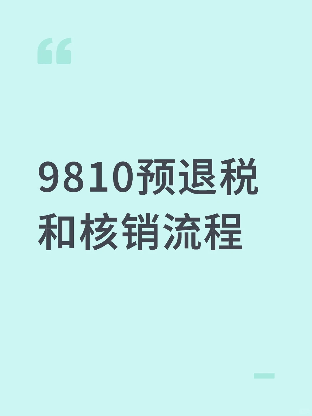9810跨境电商预退税核销