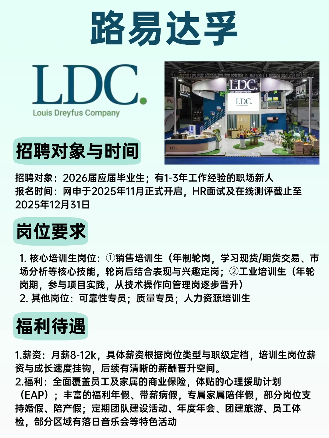 路易达孚2026届校园招聘计划！