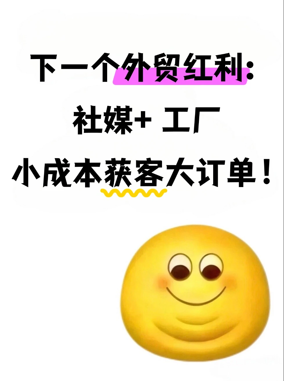 下一个外贸红利社媒+ 工厂小成本获客大订单