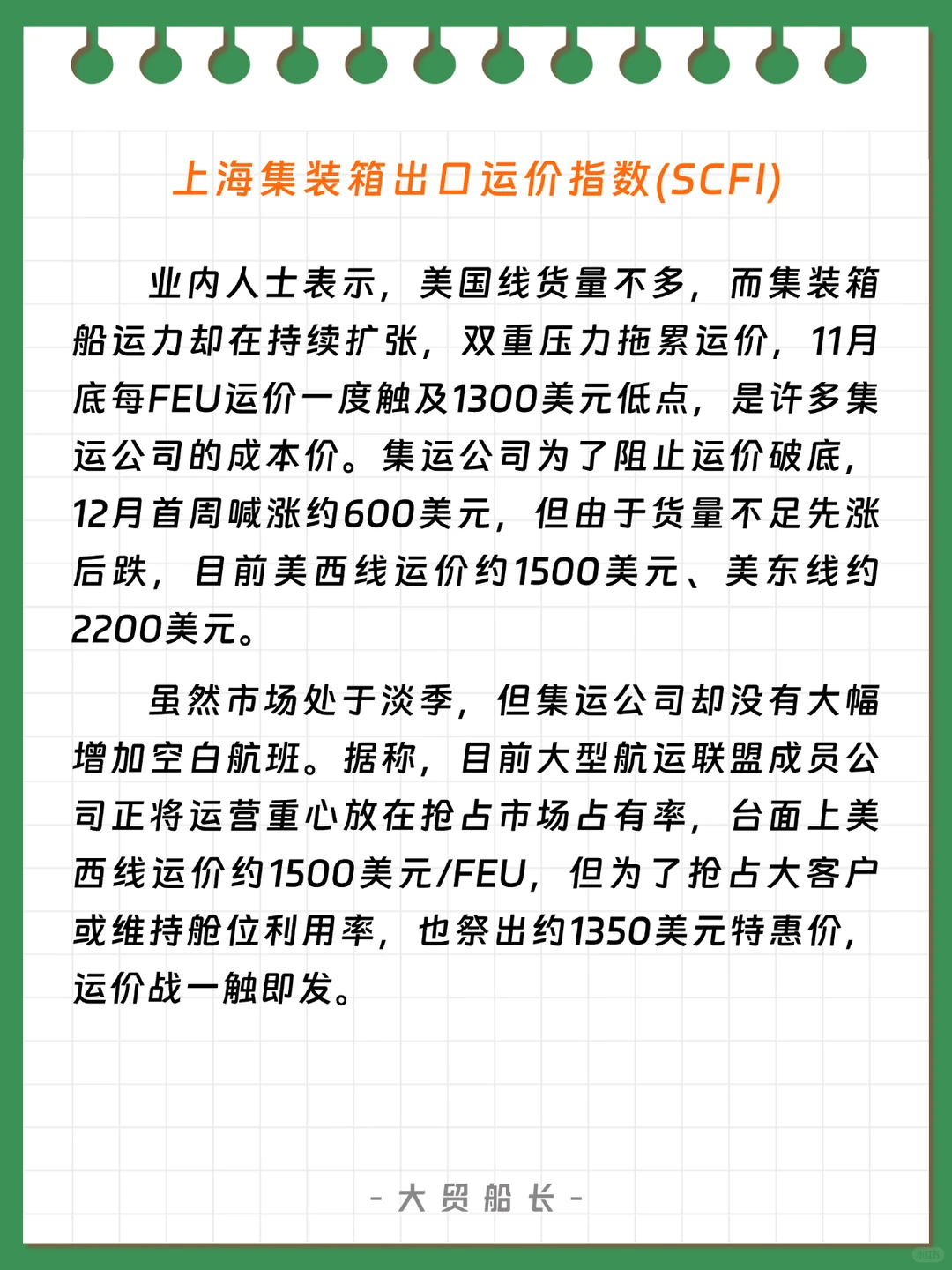 12月8日海运运价分析