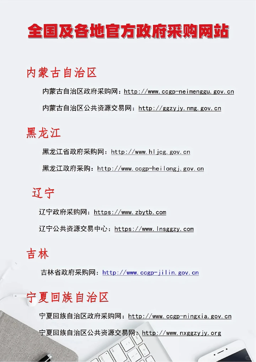 投标人快收藏，全国及各地官方政府采购网站