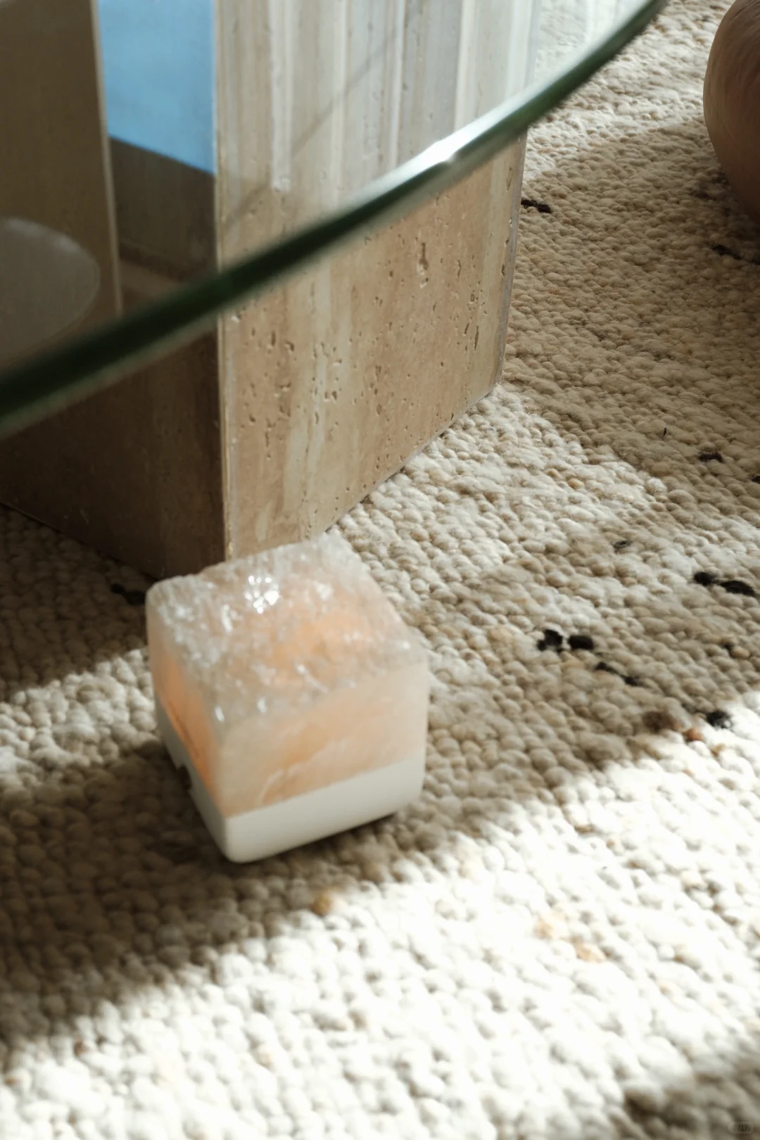 300?Diy中古茶几｜洞石中古玻璃茶几