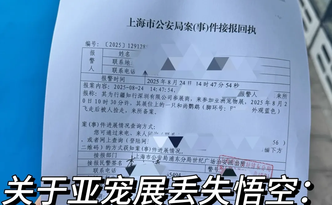亚宠展丢失的悟空进展:已报警