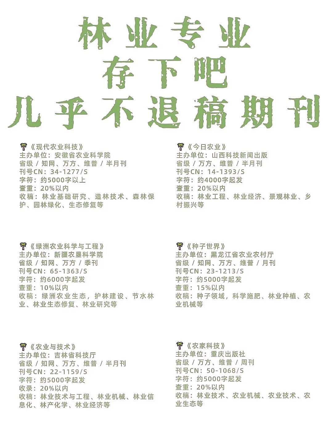 天呐！林业专业发这些期刊简直绝了！