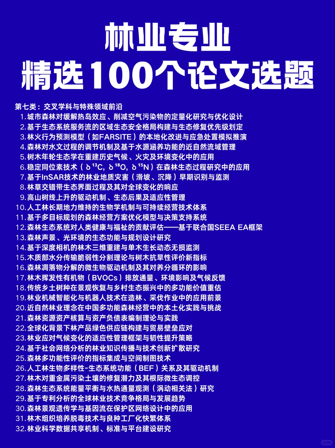 林业专业,精选100个文章选题参考?