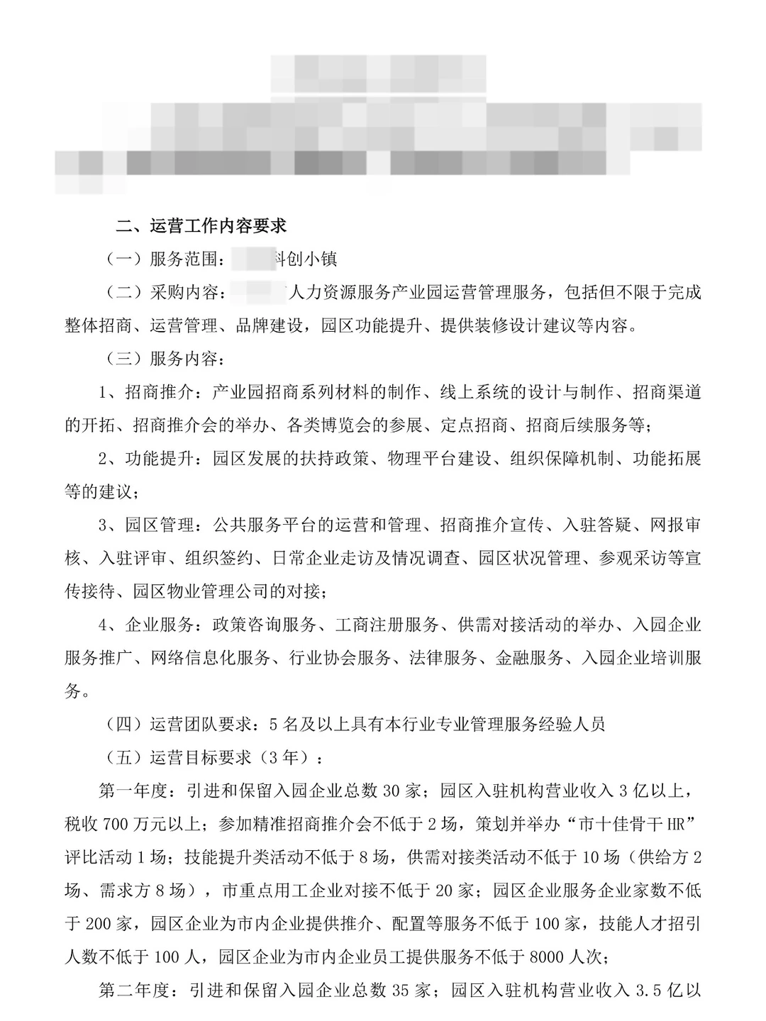 园区委托运营招投标管理