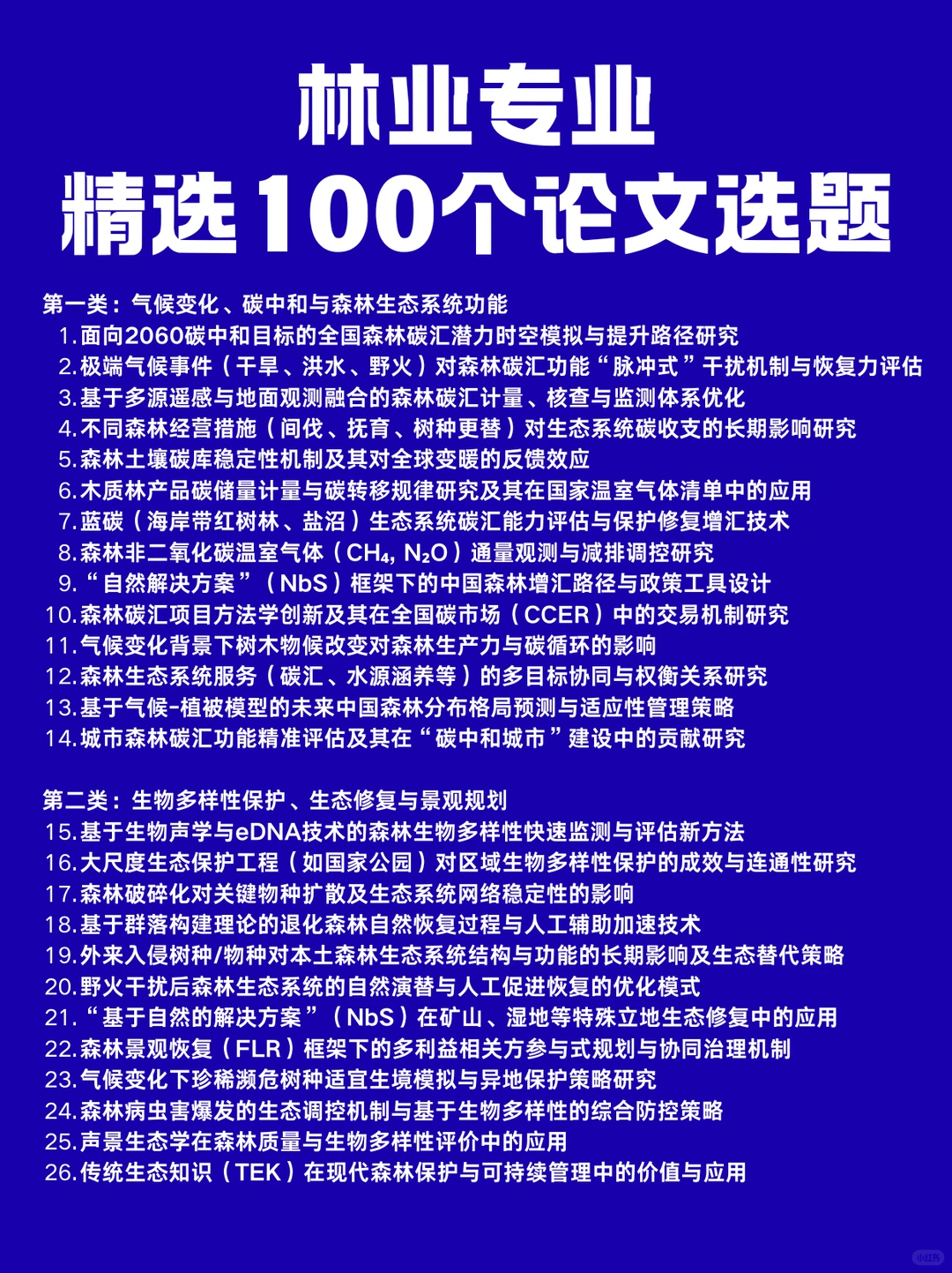 林业专业,精选100个文章选题参考?