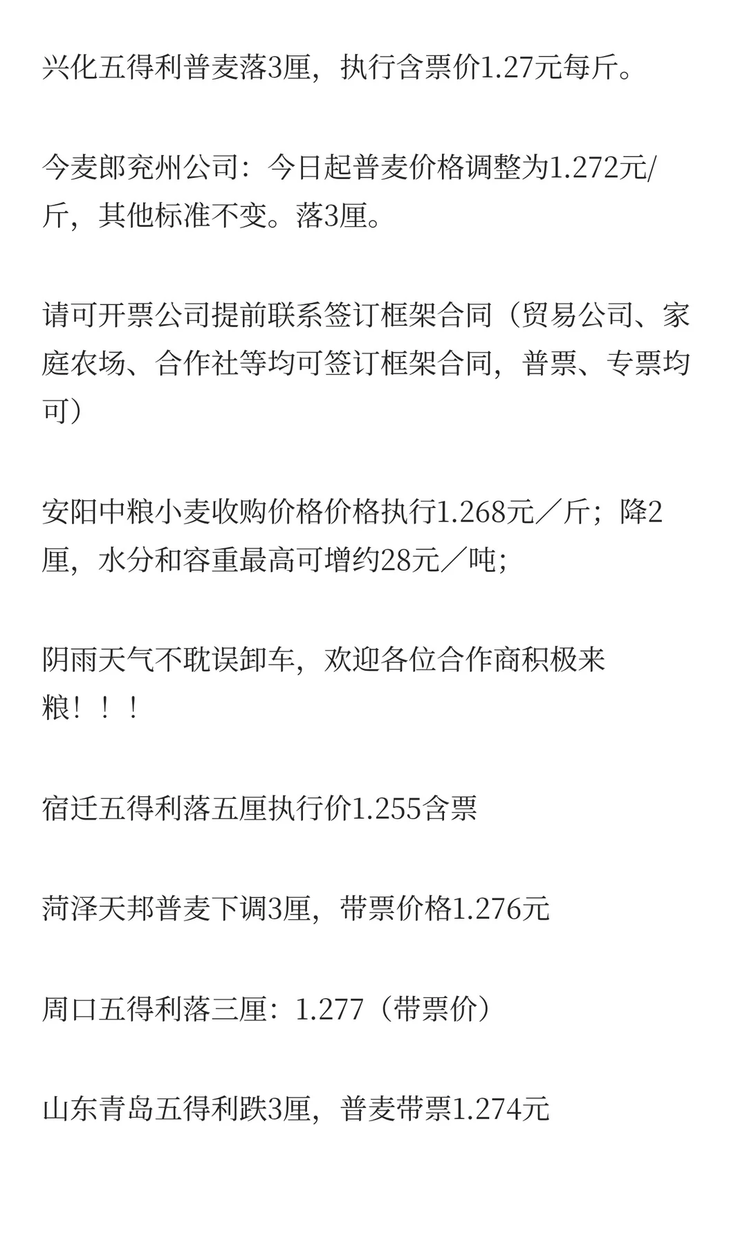 12月10日最新小麦玉米价格