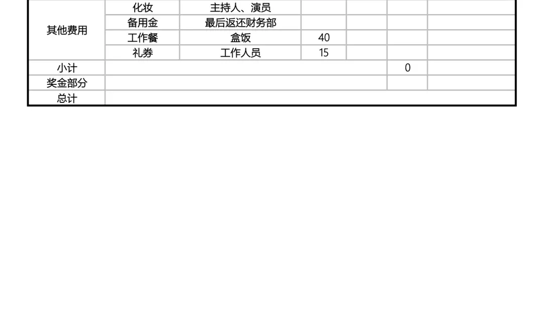 2026年会采购清单及预算表