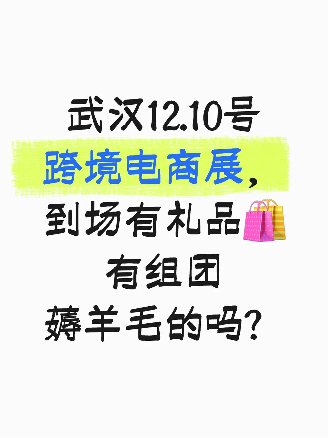 武汉12.10号跨境电商展,有组团薅羊毛的吗
