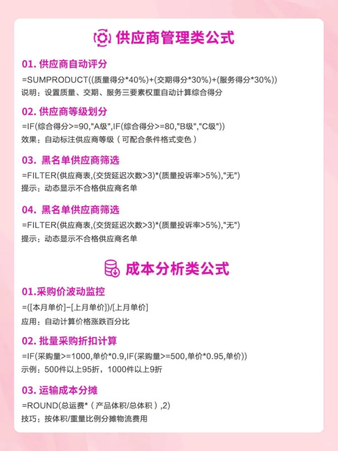 采购会用到的一些救命Excel公式