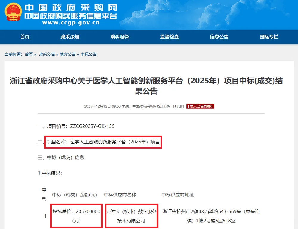 2.06亿！支付宝拿下AI大单