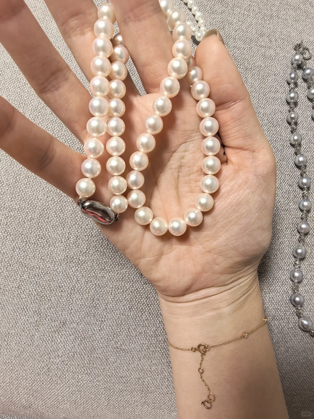 最近入的三条海水珍珠，太喜欢啦