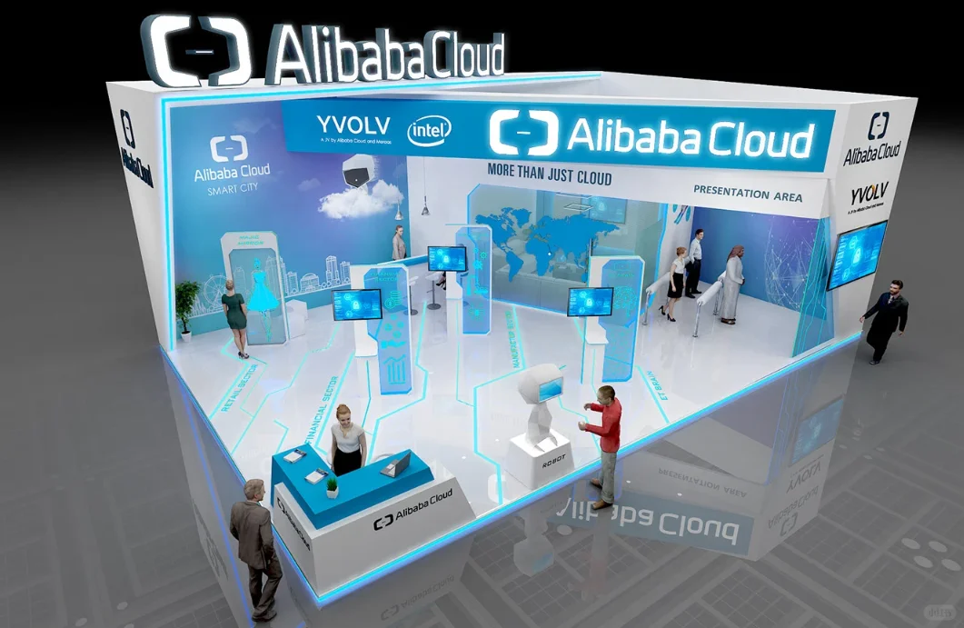 展台设计+蓝白双开质感展台